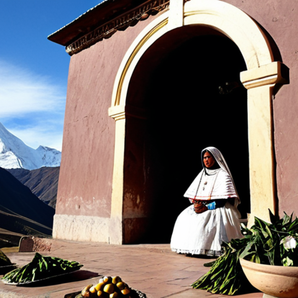 볼리비아의 신흥 종교 운동 - **Image Prompt 1: Spiritual Syncretism in the Andes**
"A vibrant, richly detailed scene capturin...