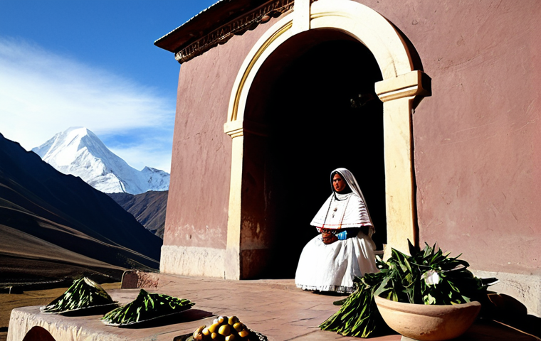 볼리비아의 신흥 종교 운동 - **Image Prompt 1: Spiritual Syncretism in the Andes**
"A vibrant, richly detailed scene capturin...