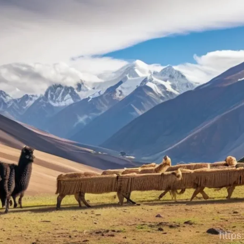 볼리비아에서 생태 관광 하기 - **Andean Farm Life:** A vibrant, sunny morning scene in the Bolivian Andes. A female traveler, dress...