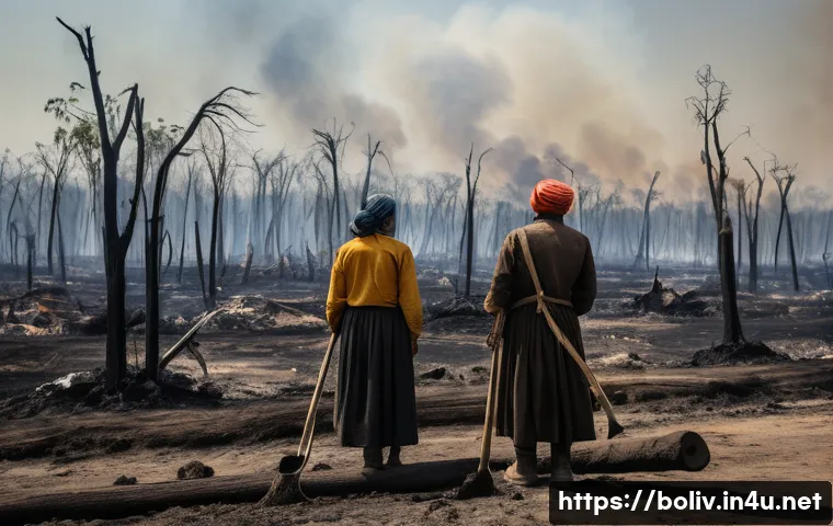 볼리비아에서 발생한 주요 재난 - **Bolivian Wildfire Aftermath: Resilience in Santa Cruz**
A poignant scene depicting the afterma...